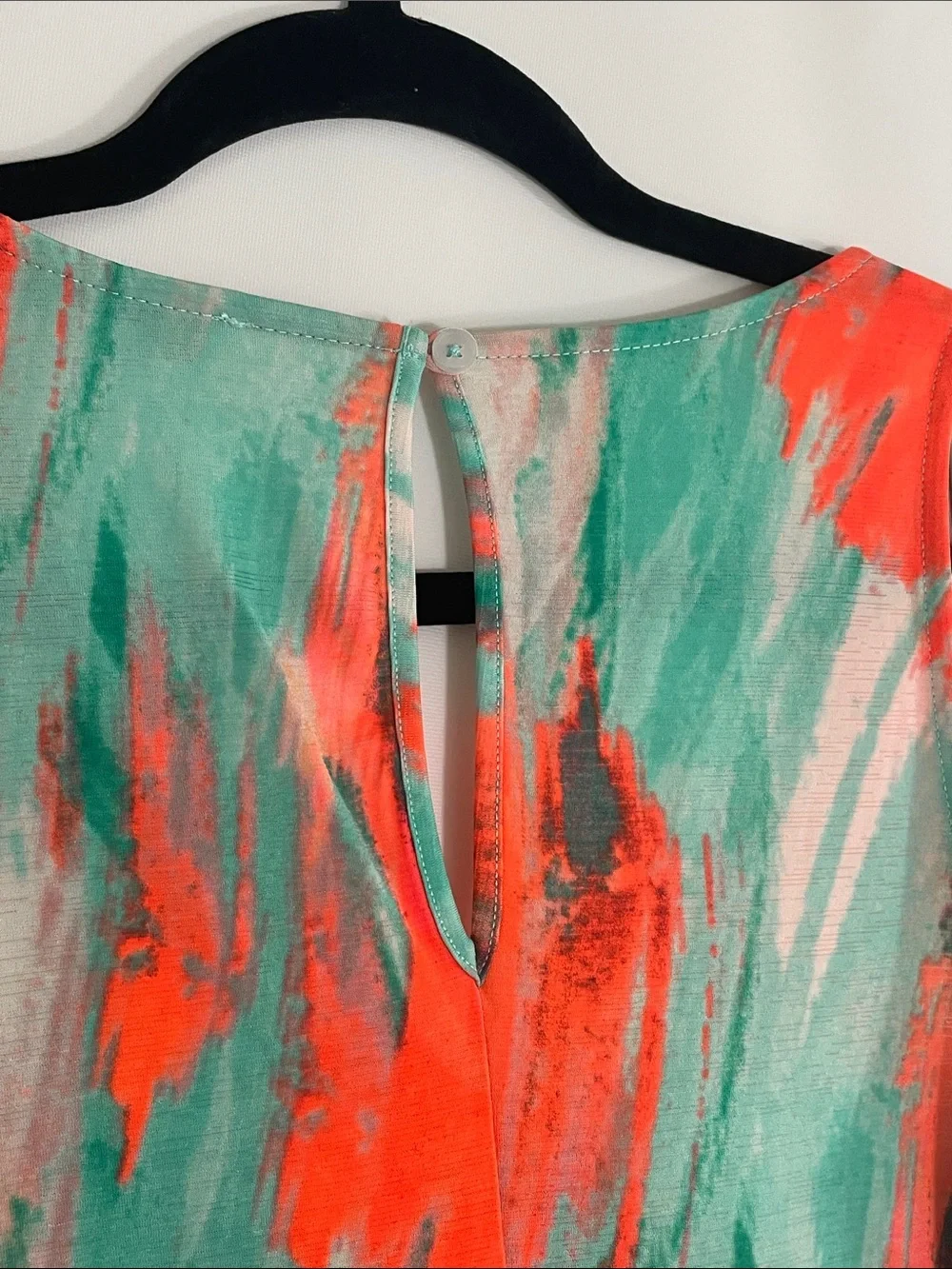 Sleeveless Coral & Mint Printed Wide-Leg Jumpsuit - Picture 3 of 5